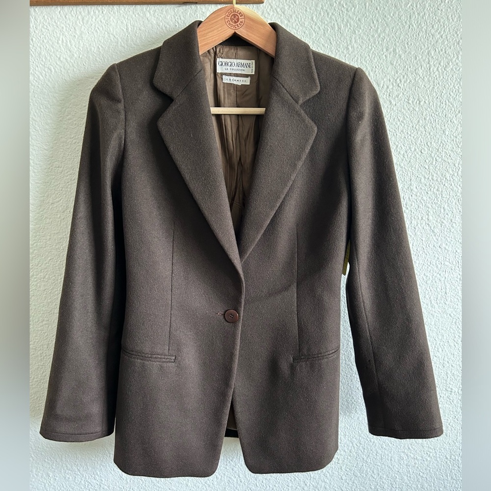 GIORGIO ARMANI Deep Brown Cashmere Jacket Italy Le Collezioni Vintage